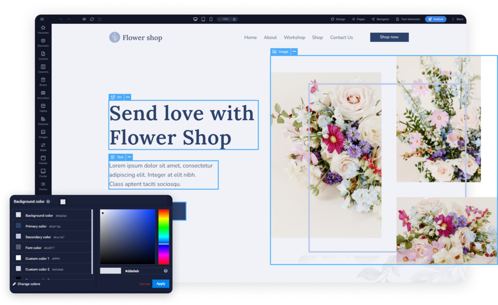 Sitejet website builder interface