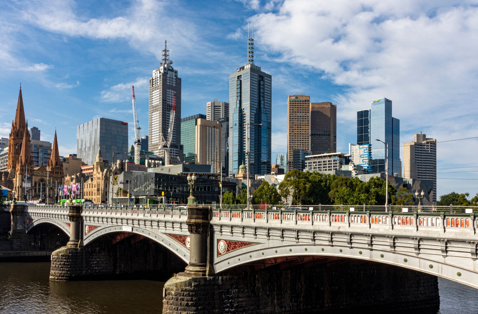 Melbourne skyline and Princes Bridge over the Yarra