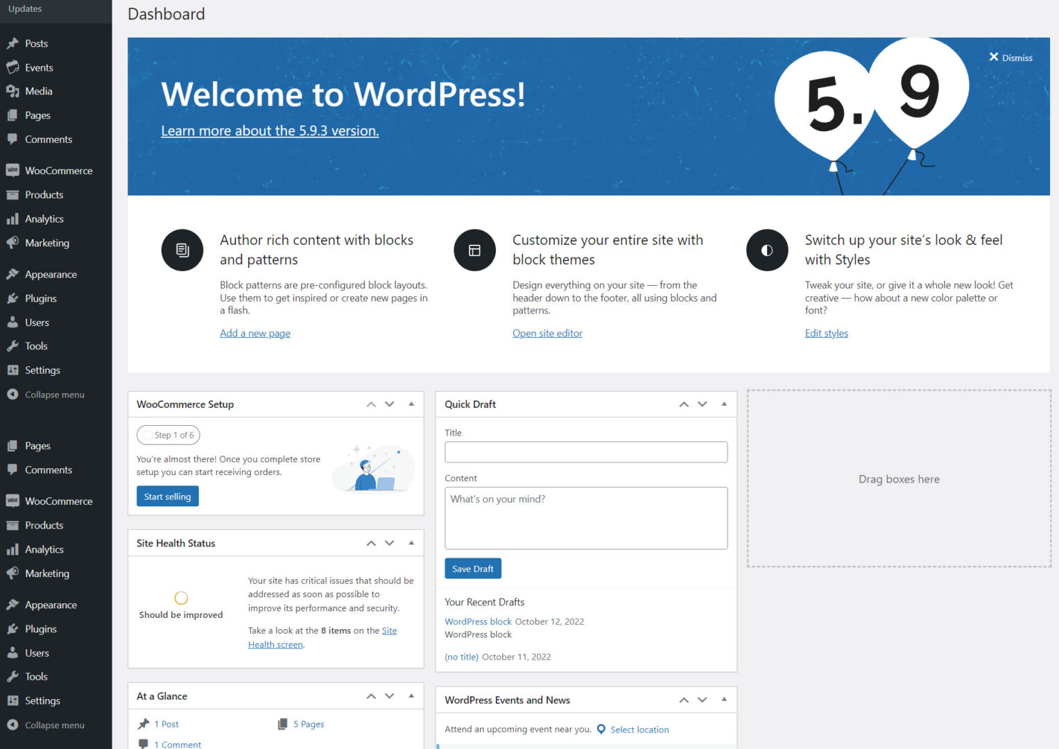 WordPress dashboard interface