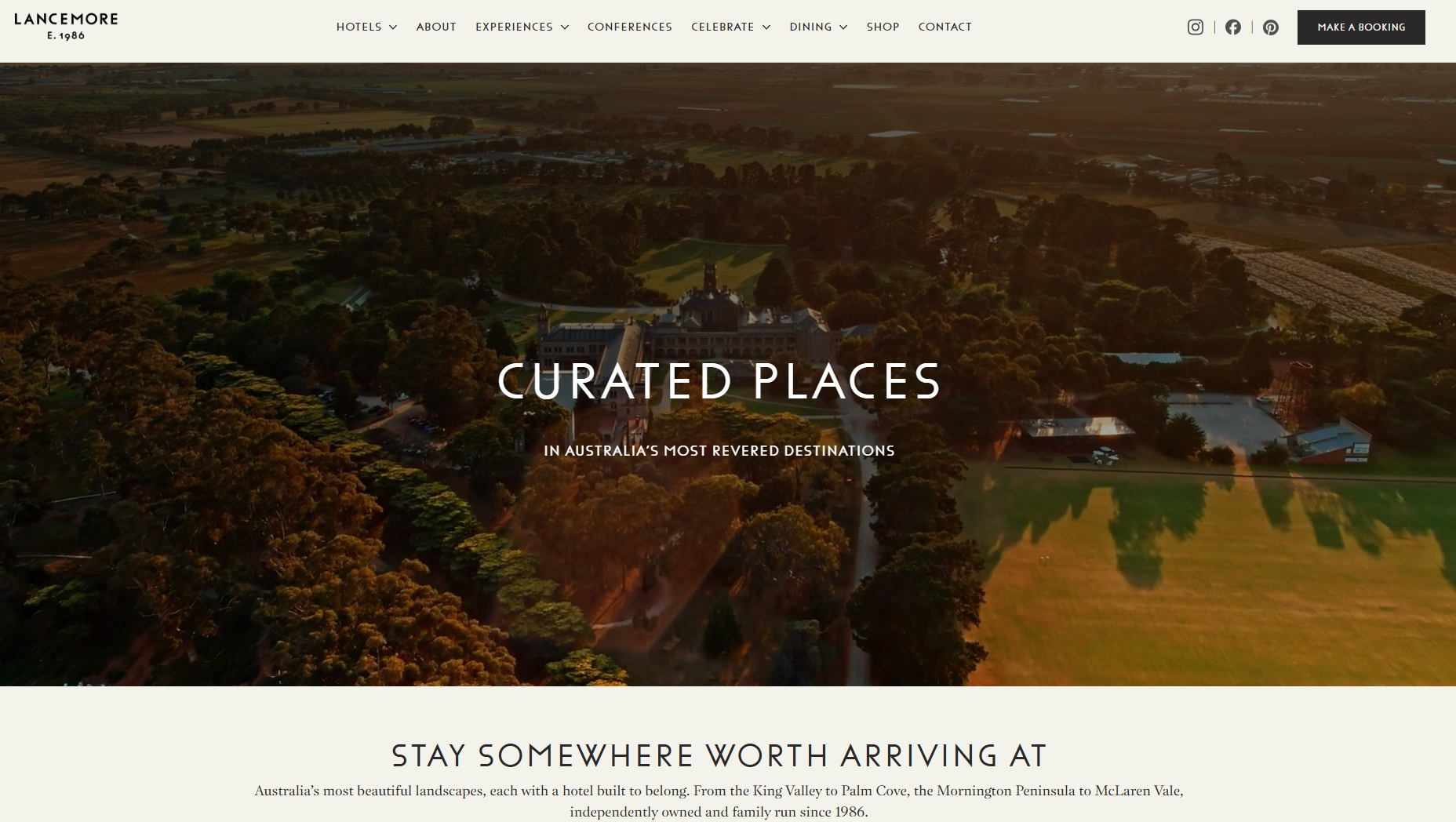 Lancemore custom hospitality website designed by HSJ Host