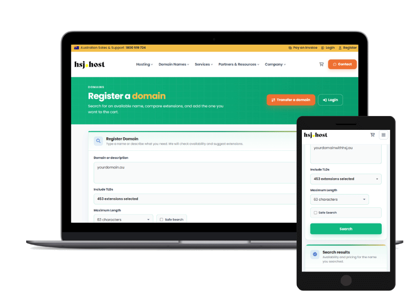 HSJ Host order checkout: configure Australian cPanel web hosting plan, billing cycle, and GST-inclusive total before deployment